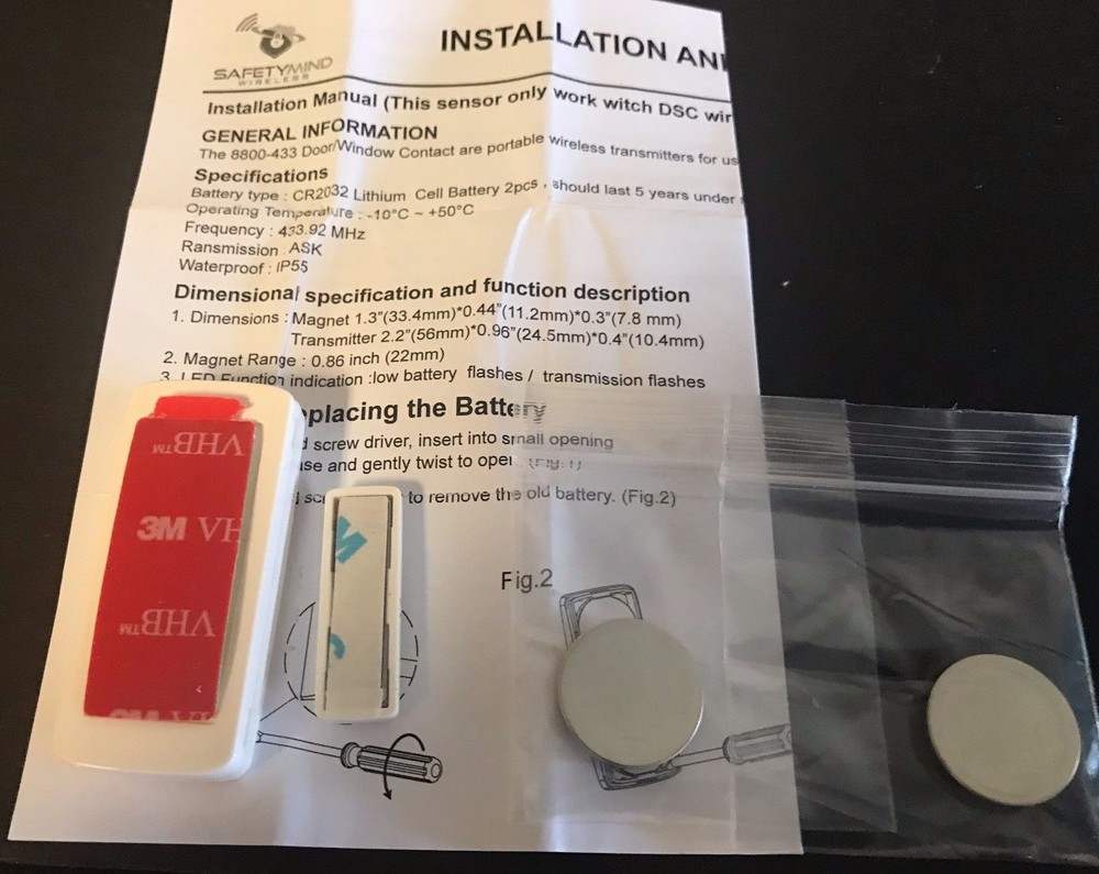 New Safetymind Wireless 8800-319.5 Wireless Micro Sensor Compatibale Interlogix
