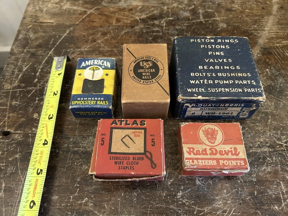 Vintage Hardware Boxes-Full-Nails, Staples Etc.