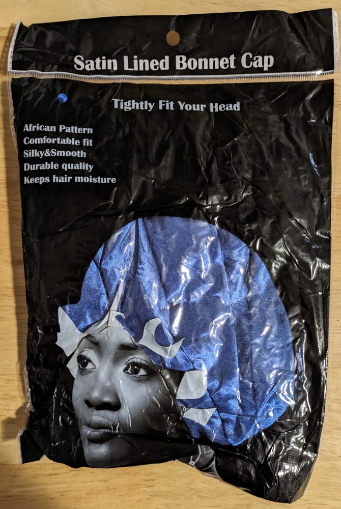 Satin Lined Bonnet Cap - Tightly Fit Your Head - Blue