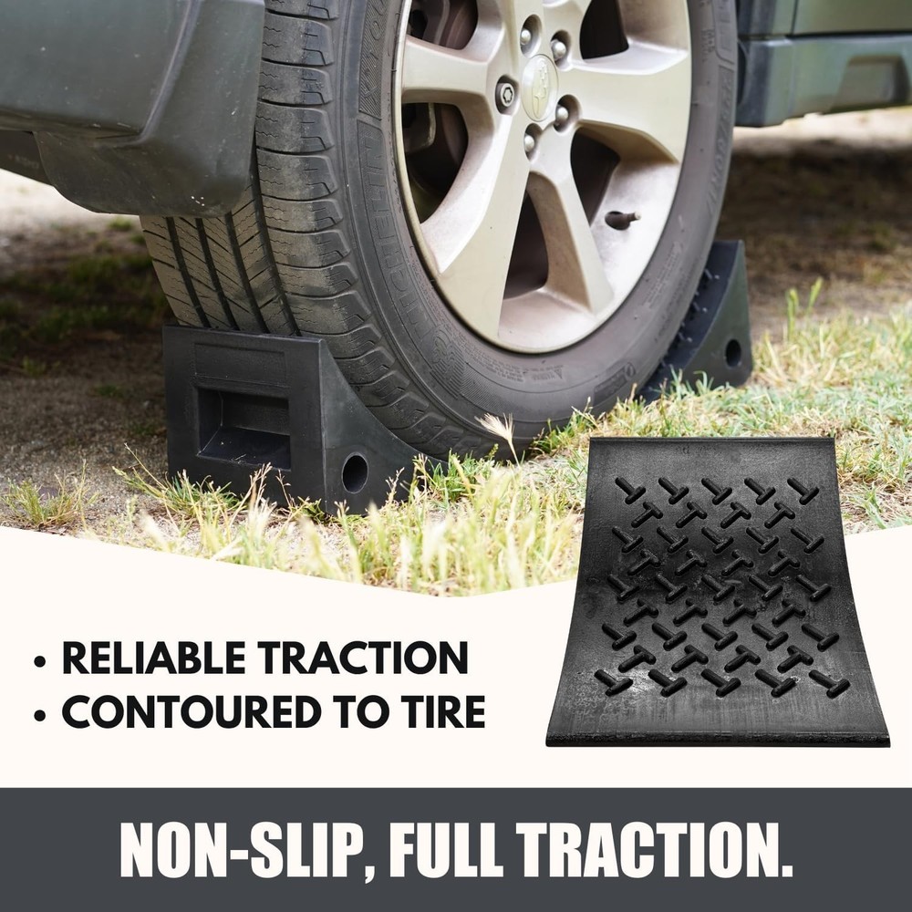 Heavy Duty Wheel Chocks (2 Pack) - Durable, 2 Pack, Black