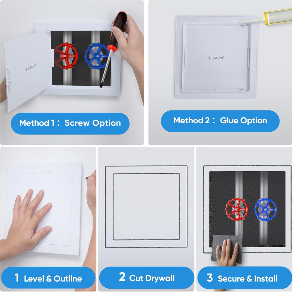 Access Panel for Drywall, 6 X 9 Inch ABS Plastic Wall Hole Cover Access Doors, E