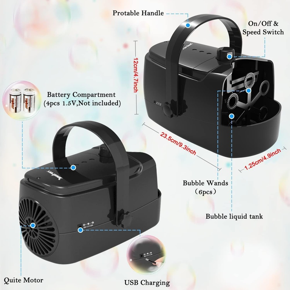 Bubble Machine Durable Automatic Bubble Blower 18000+ Big Bubbles per Minute ...