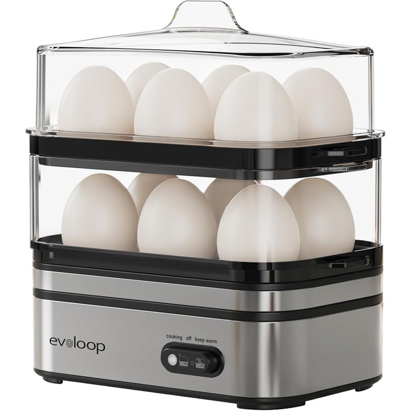 Stackable Egg Cooker Multi Function Easy Clean Hard Boiled Poached Eggs New