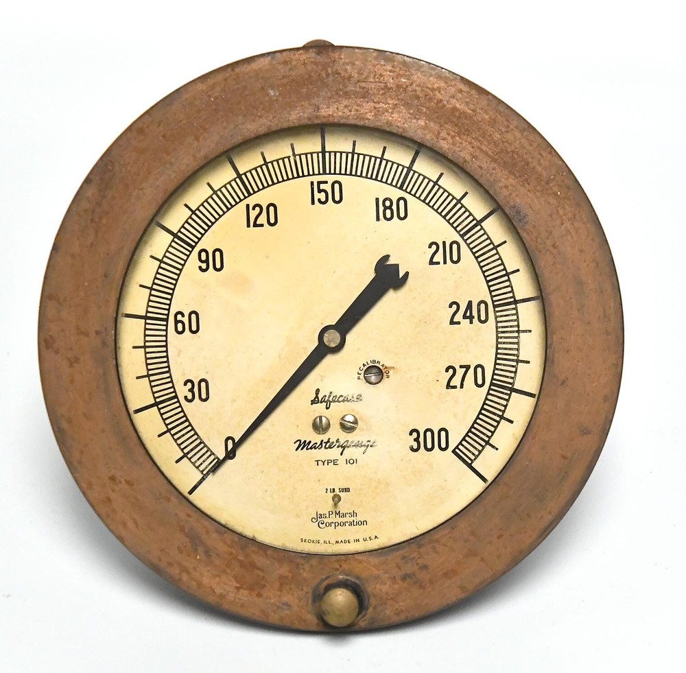 LARGE VINTAGE INDUSTRIAL MARSH SAFECASE MASTERGAUGE