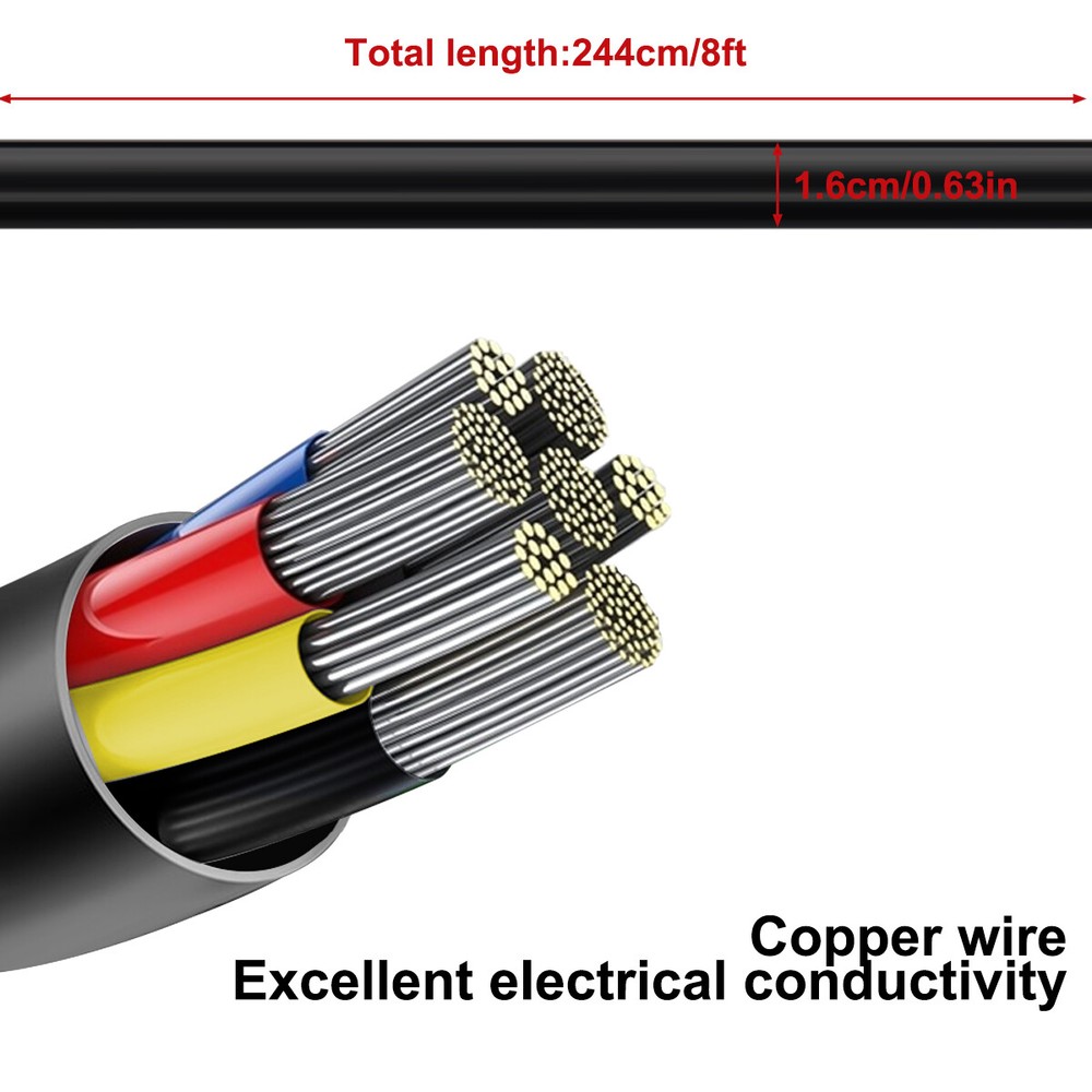 4ft 8ft Trailer Cord 7 Way Plug 7-Pole Inline Junction Box Wiring Harness Kit