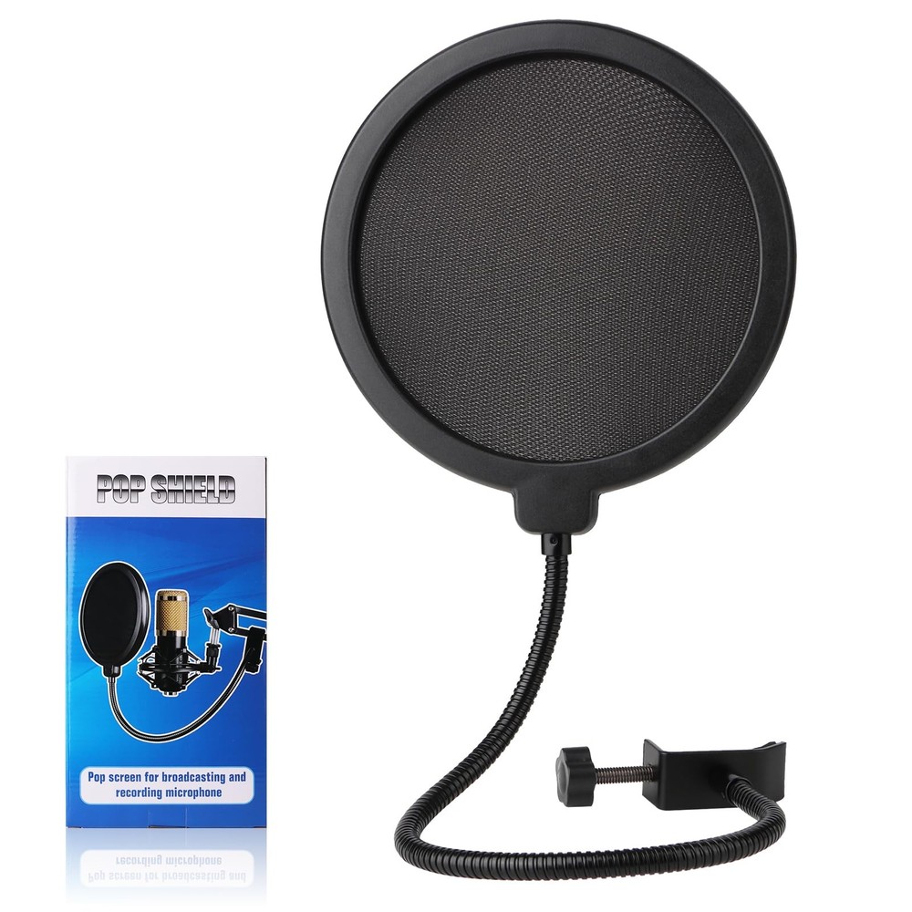 Professional Microphone Pop Filter Shield,Mic Wind Shield Screen with Blue Ye...