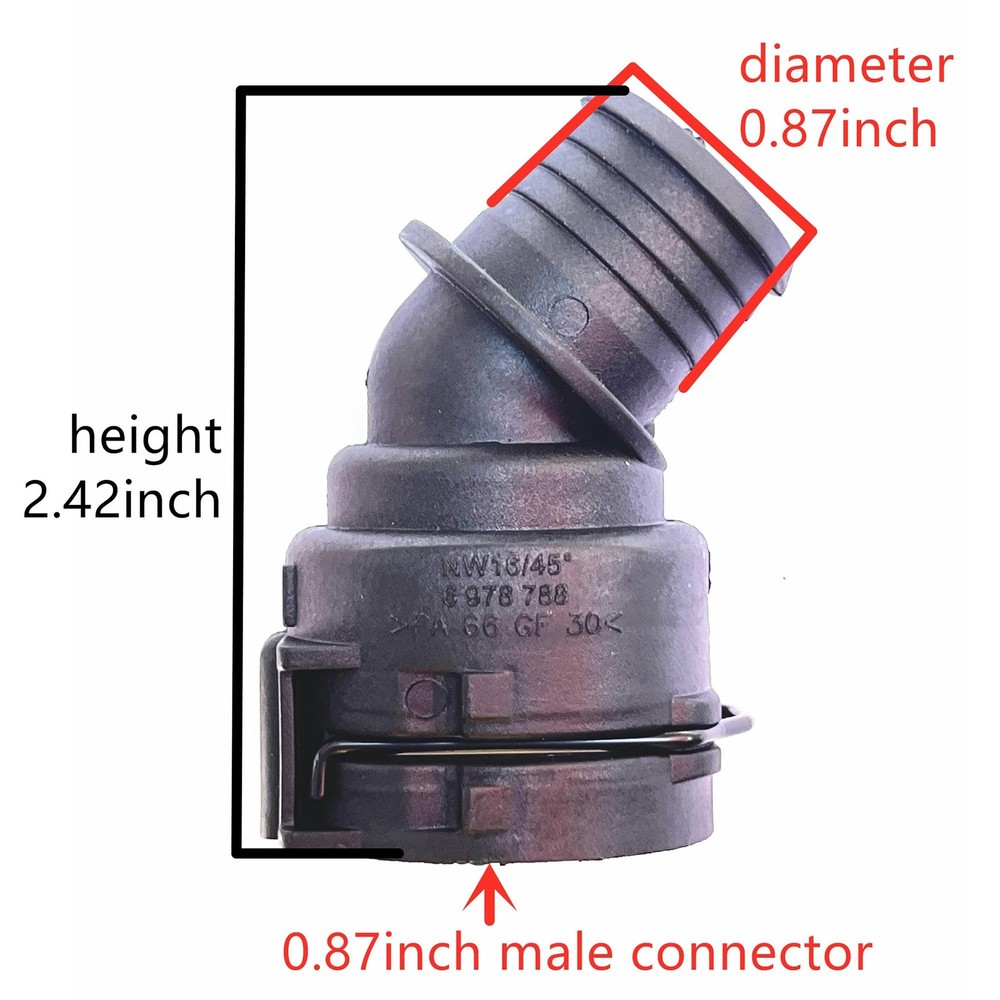 6978788,NW16,45°,Coolant Hose Connector Adapter,Radiator Pipe 22mm, Black
