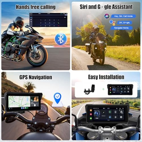 Motorcycle GPS Navigation System with Wireless Carplay Android Auto 8.1 inch