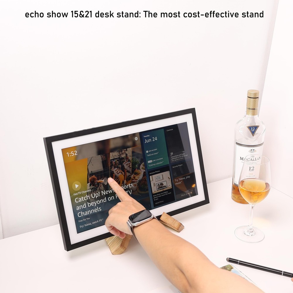 Solid Wood Tablet Computer Stands Compatible for Echo Show 15,Echo Show 21,Su...