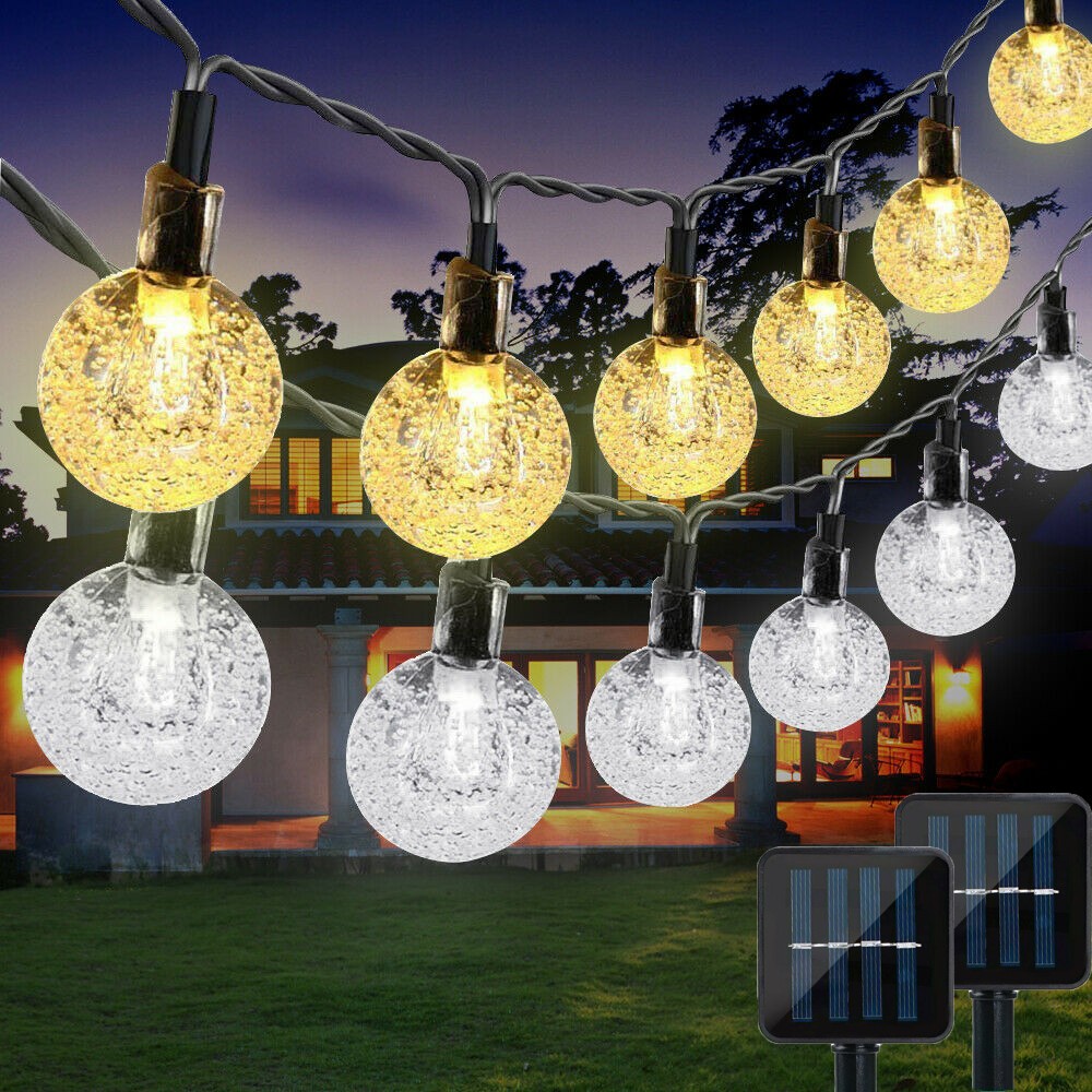 2-4 Pack 33FT 100LED Outdoor Solar Globe String Light Bubbles Ball 8 Modes Yard