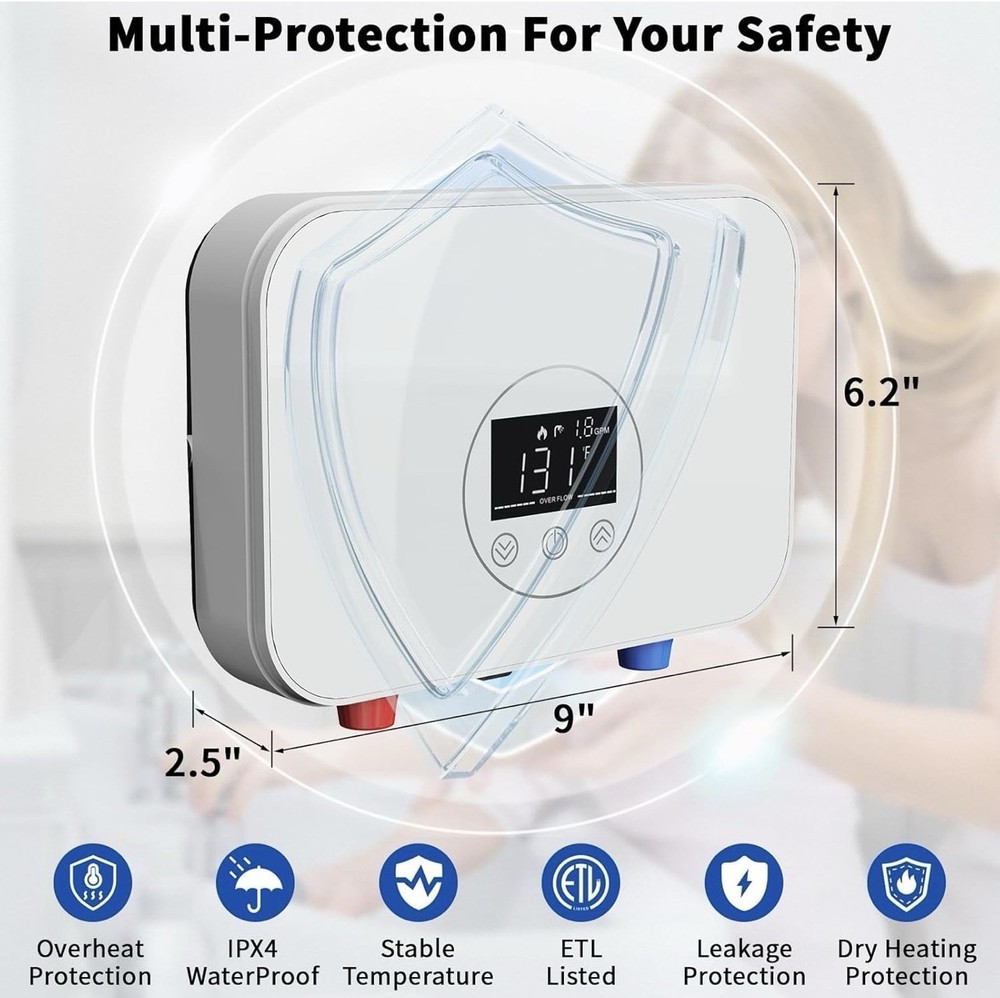 Tankless Water Heater Electric,110V 5500W under Sink Instant Water Heater with D