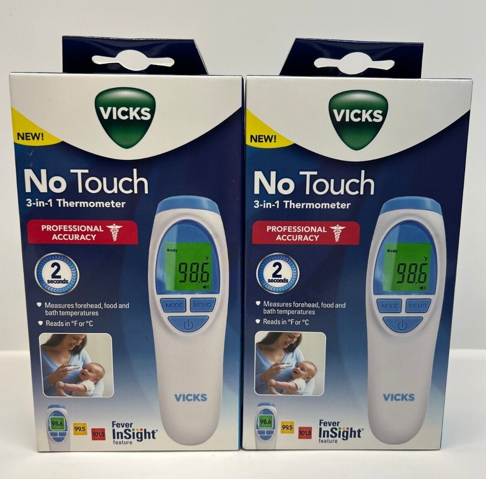 2X Vicks Forehead No Touch 3-in-1 Thermometer