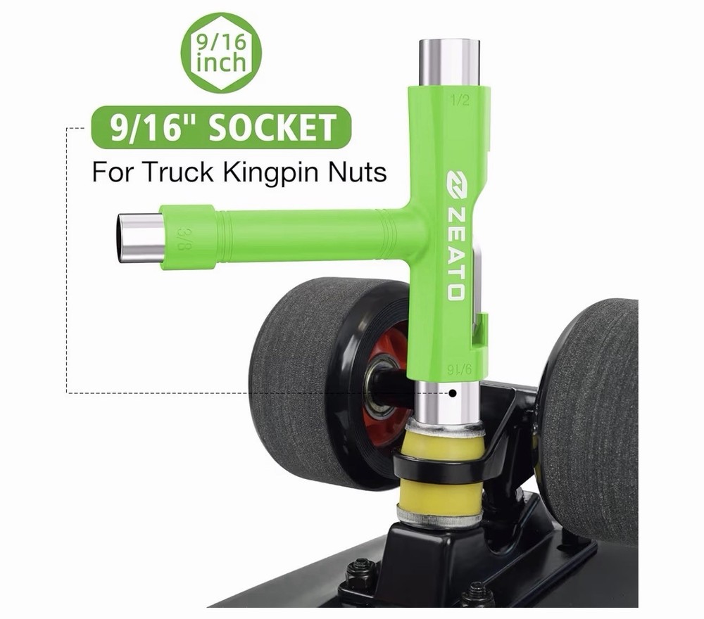 Zeato All-In-One Skate Tools Multi-function Portable Skateboard T Tool Access...