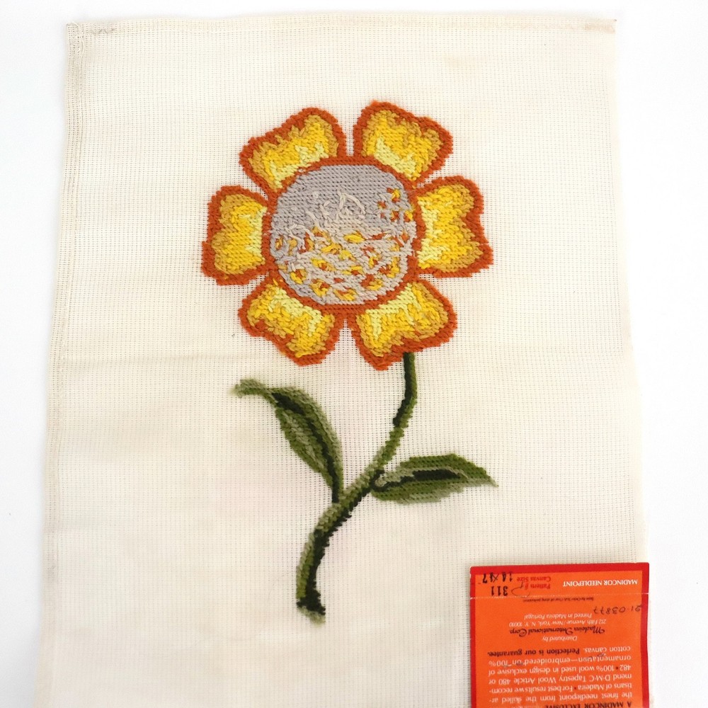 Preworked Needlepoint Canvas Flower