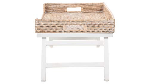 Rattan Breakfast Tray with Foldable Legs, Rectangular Serving Honey-brown