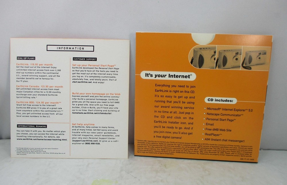 2000 EarthLink Total Access Version 5.0 Windows CD Internet Access Software