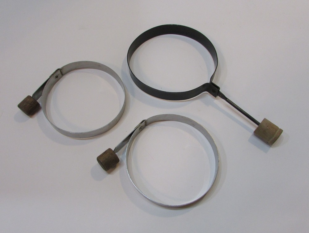 Three Vintage Fried Egg Ring Round Omelette Molds Mini Pancake Cooking Tools