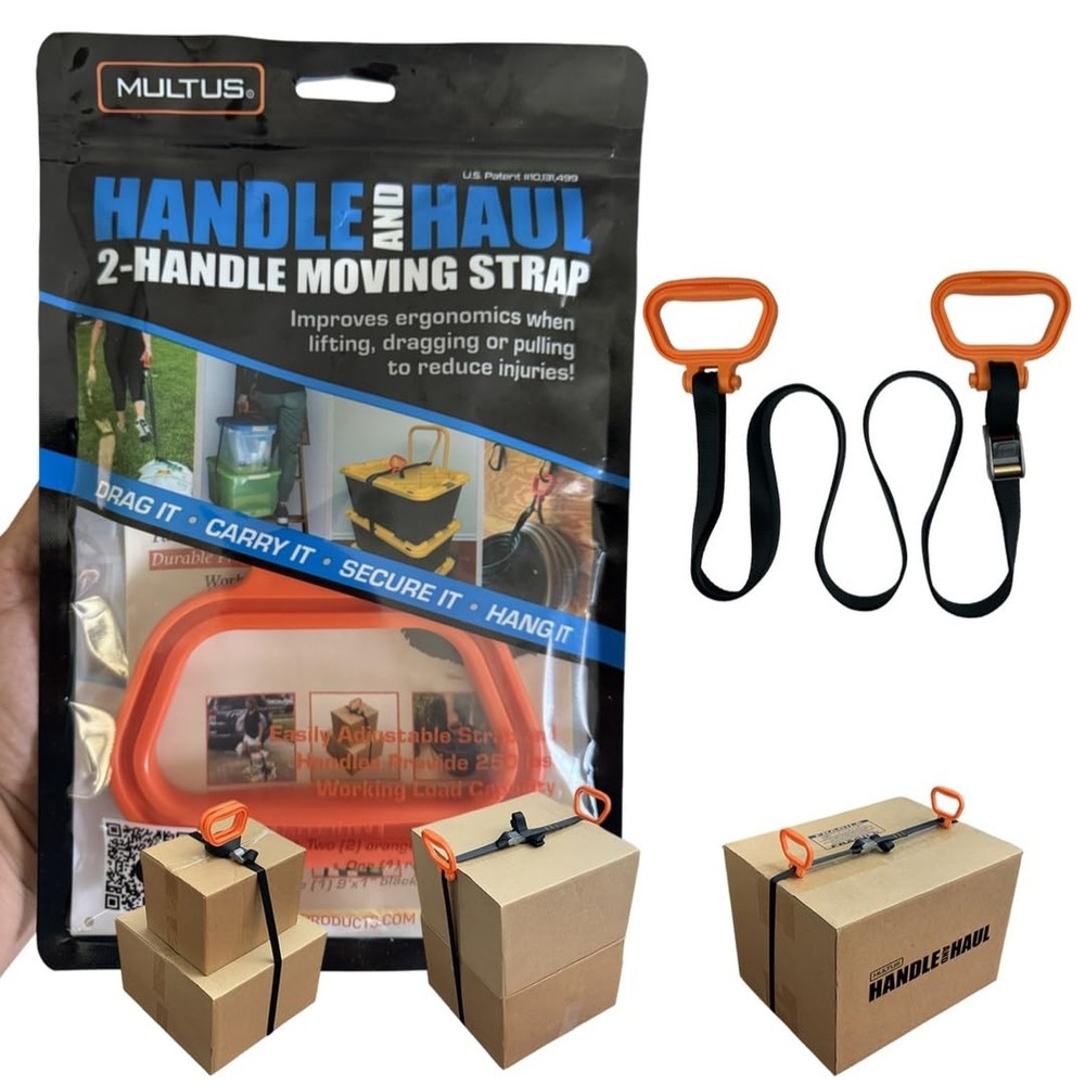 MULTUS - 2 Handle Moving Strap – Heavy Duty Carrying Strap for Boxes, Furn