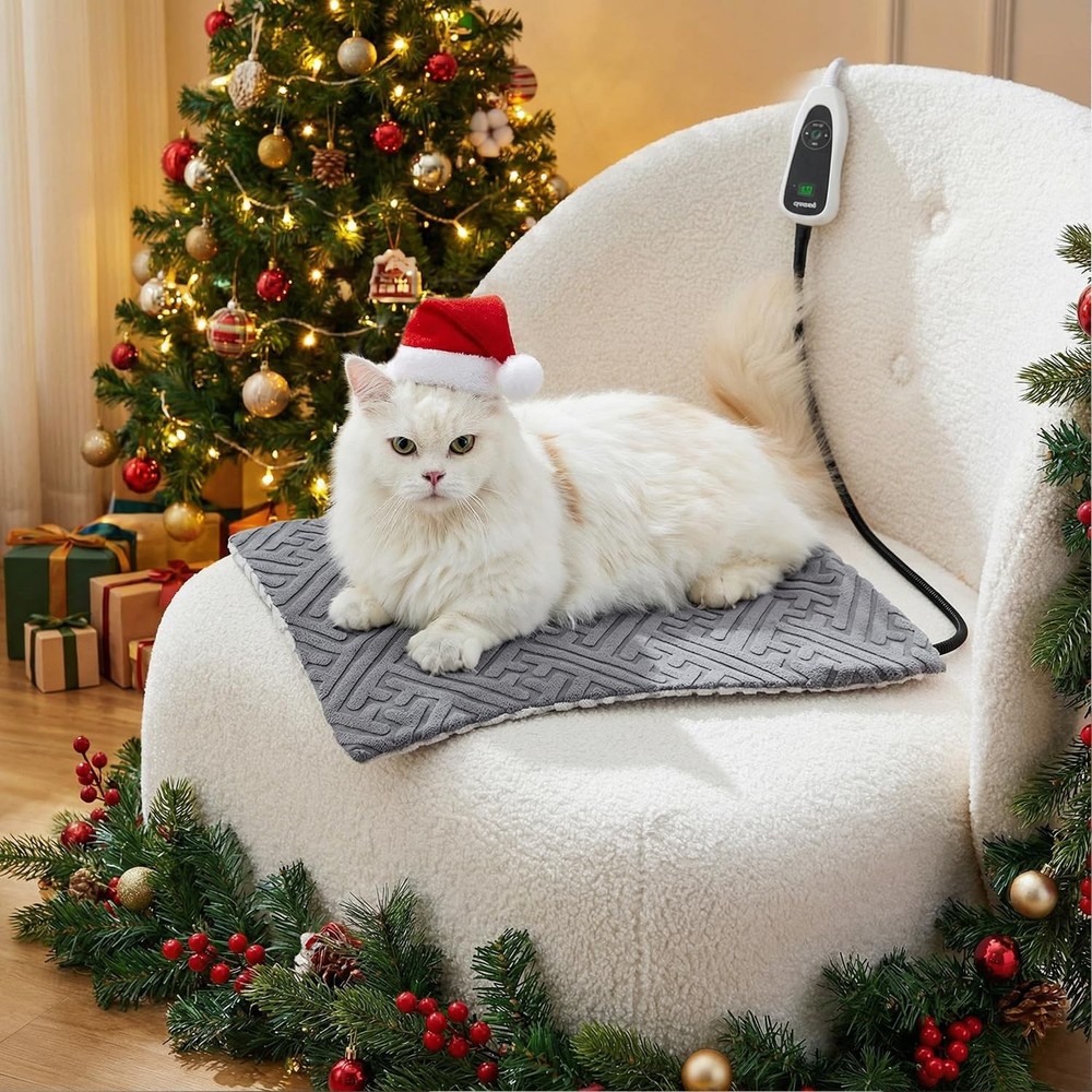 Cat Heating Pad - 11 Adjustable Temperature and 25 Timer Options, Heated Cat ...