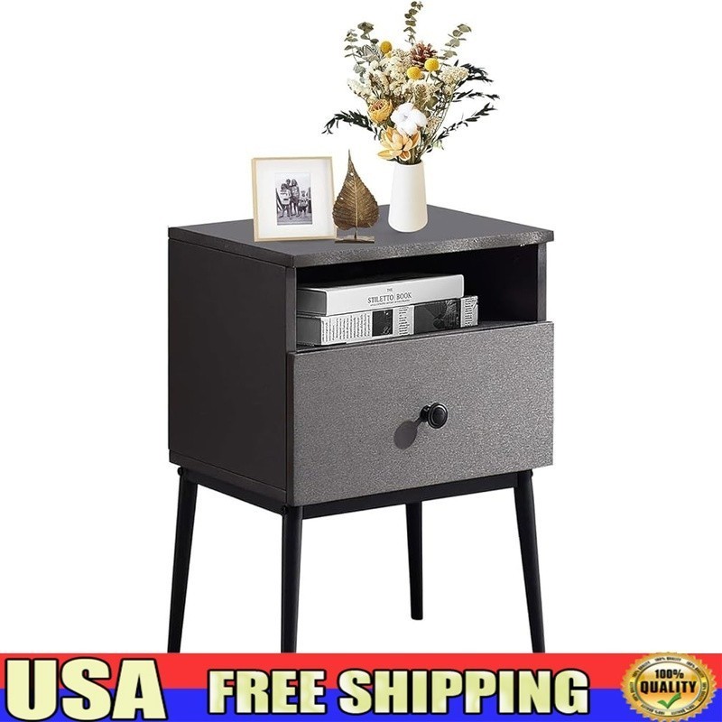 Multi-Functional Nightstand End Table W/ 3 Tiers Storage & Easy Assembly New
