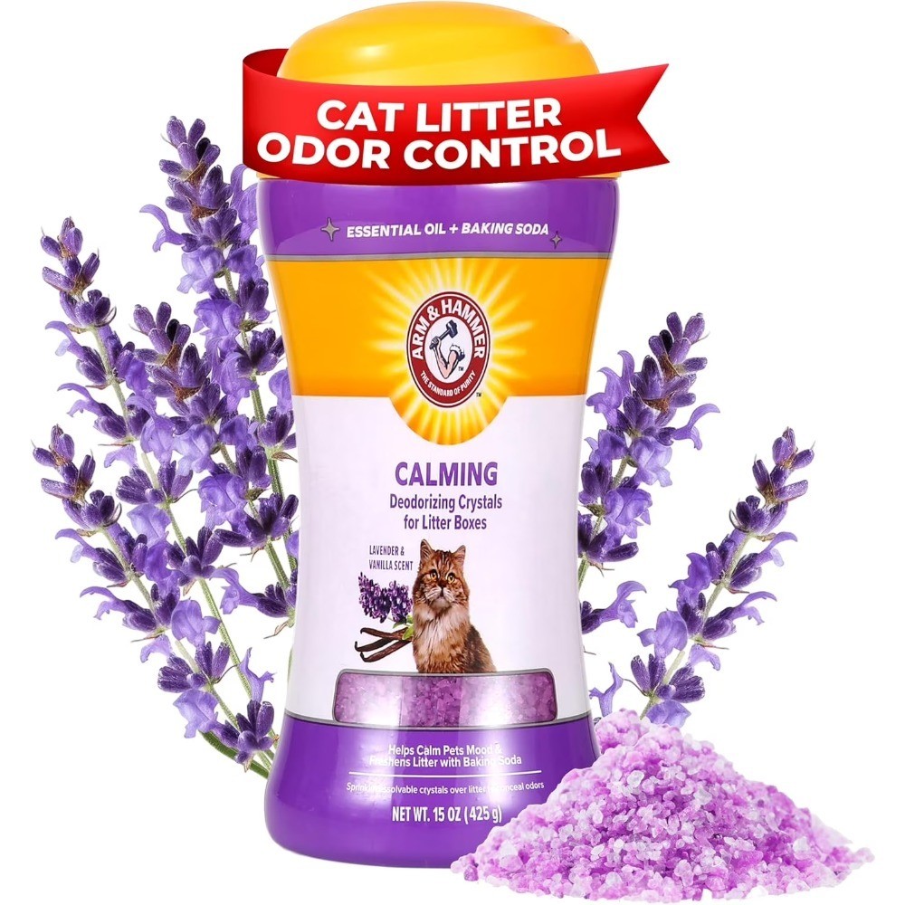 (2 pack) Cat Litter Deodorizing Crystals, Lavender & Vanilla Scent 15 oz