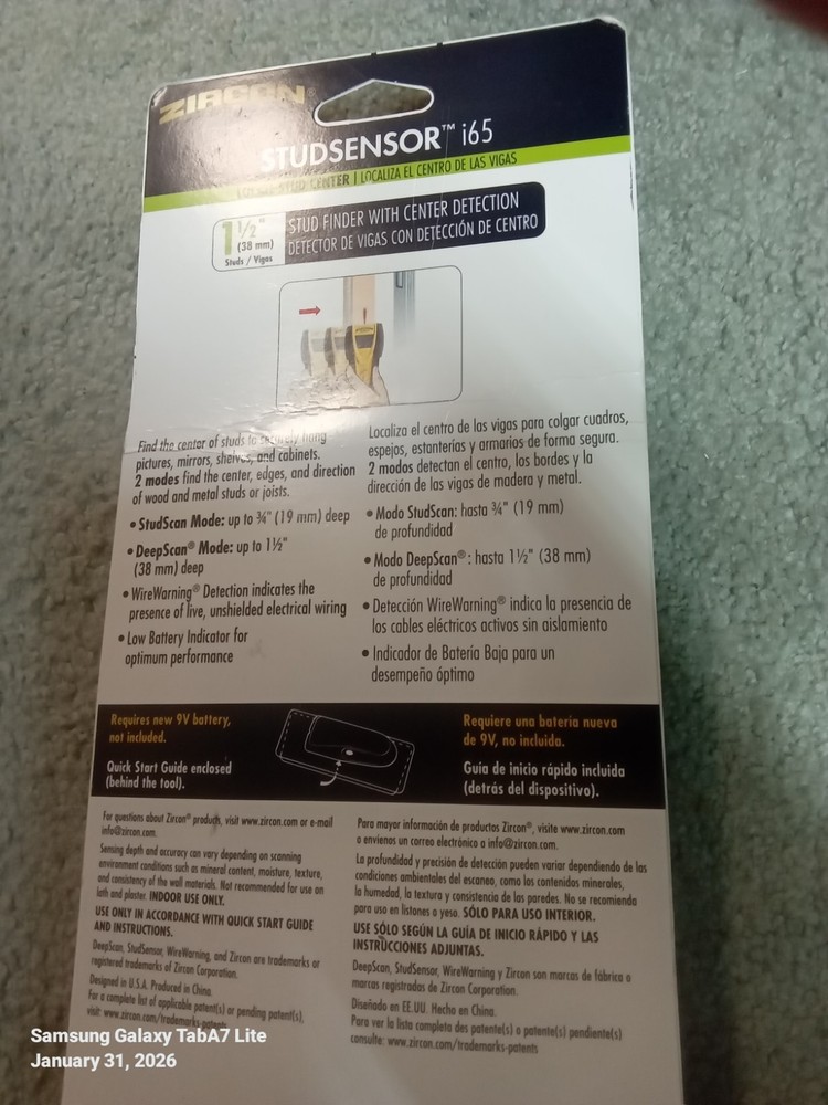 Zircon StudSensor I65 New In Sealed Box
