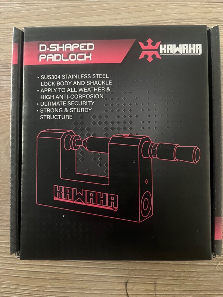 D-Shaped Security Padlock. Heavy Duty Chain. Use for garage. Storage with 3 keys