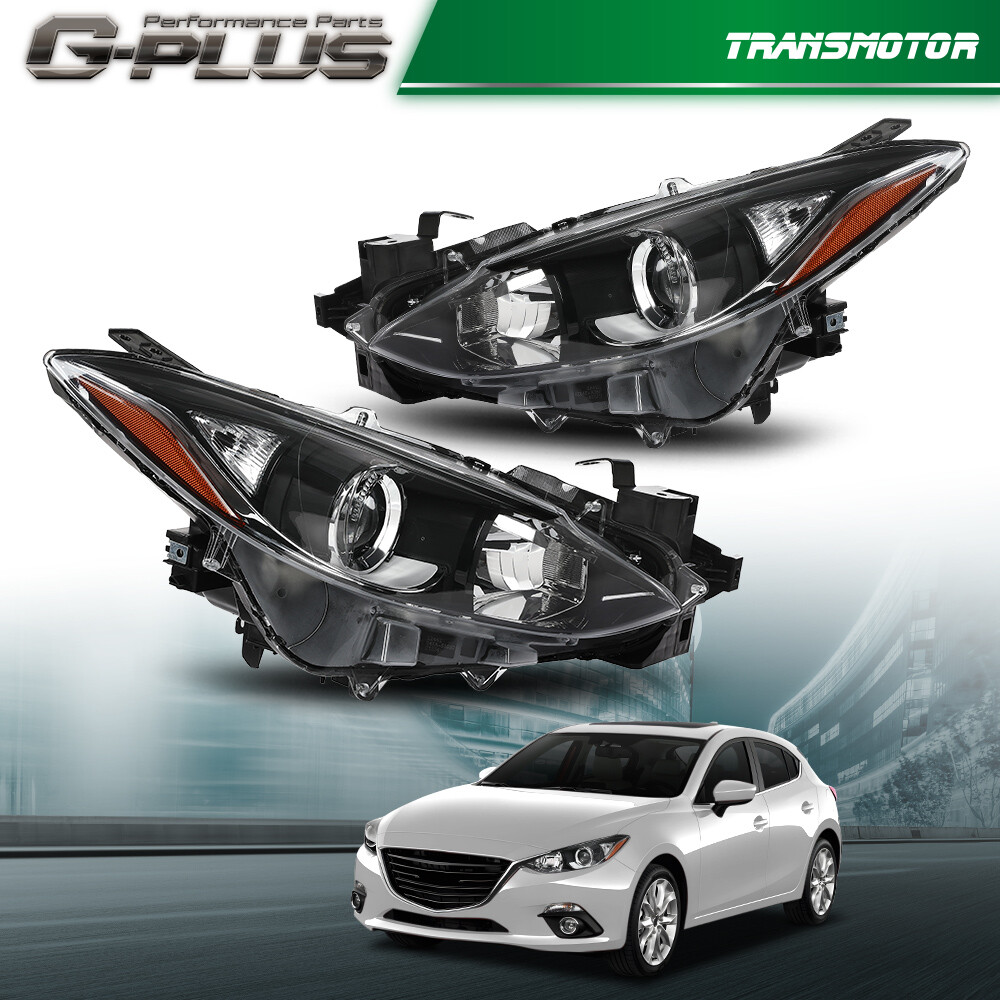 Pair Fit For 14-16 Mazda 3 Driver & Passenger Side Headlight Assembly