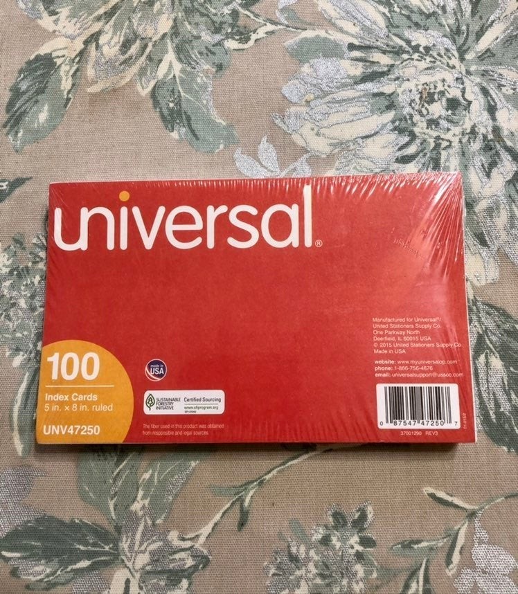 Universal Index Cards 5x8 Ruled