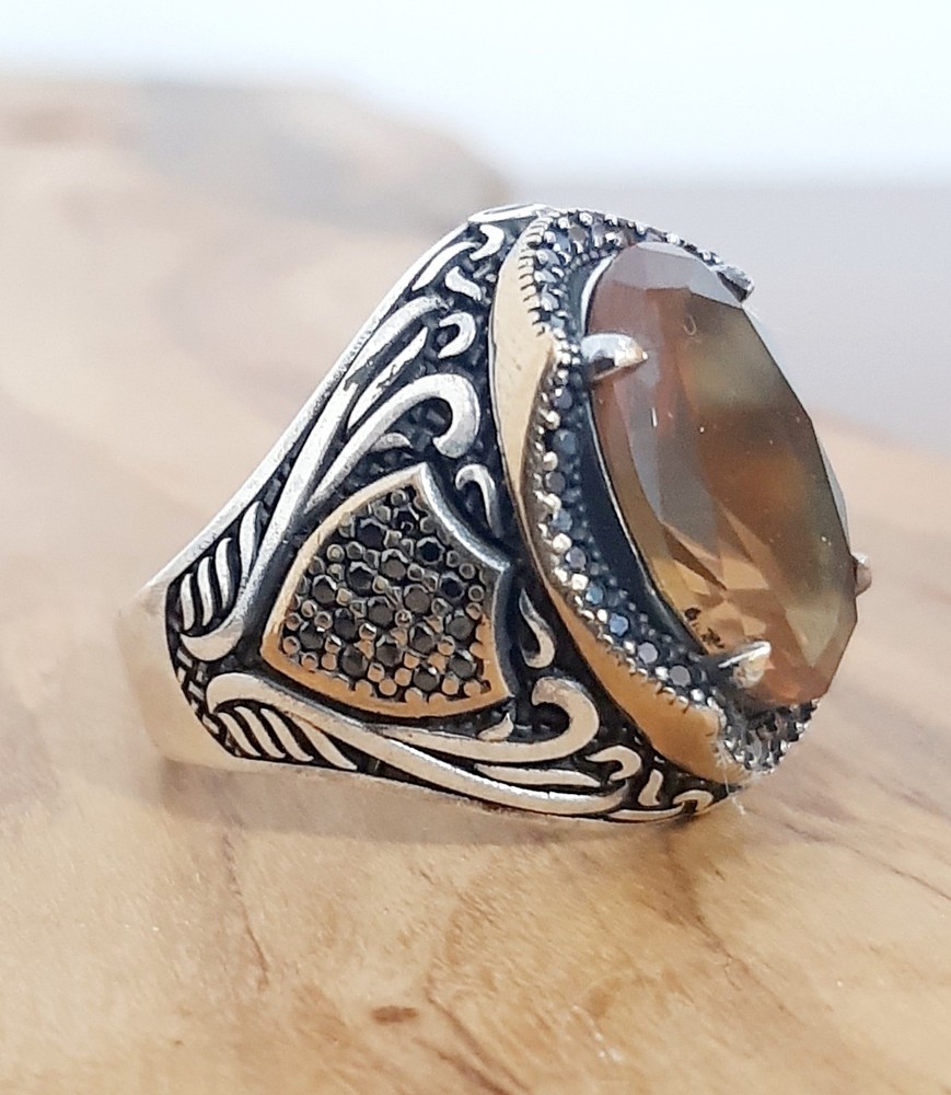 925 SILVER RING Men Solitaire Alexandrite Ring Sterling Man $