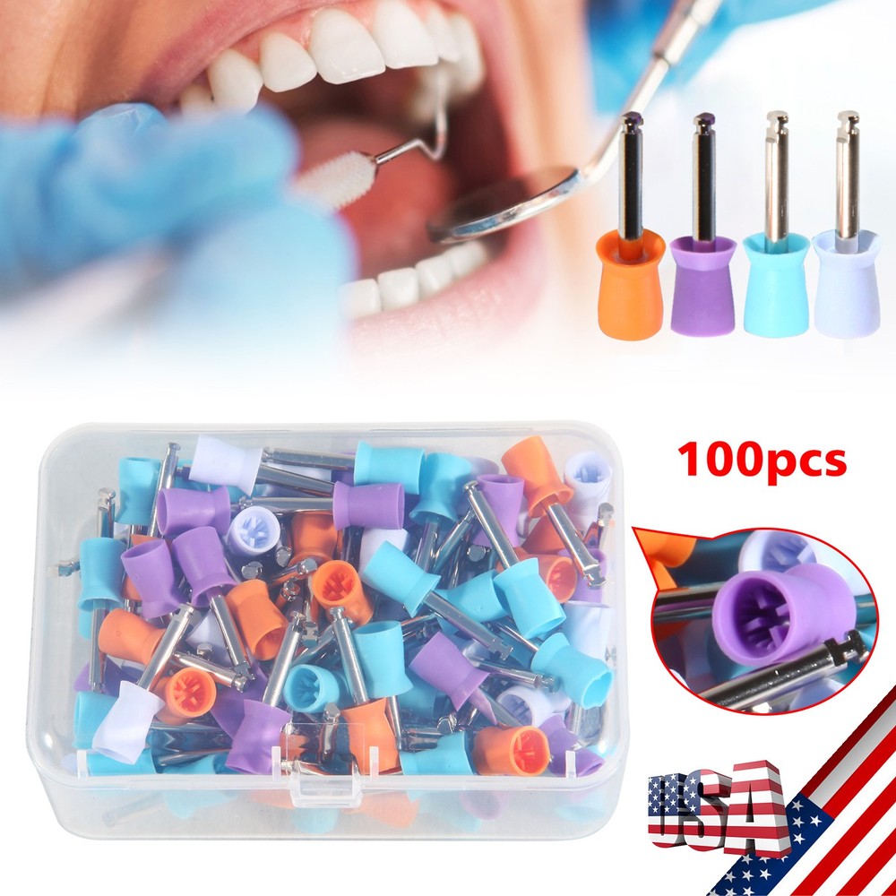 100PCS Mixed Dental Prophy Tooth Polishing Cups Latch Type Rubber Cup US