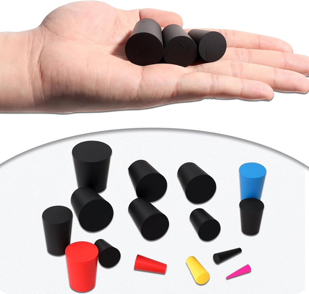 16Values Tapered Stopper Assortment Kit Lab Solid Rubber Stoppers Silicone Pl...