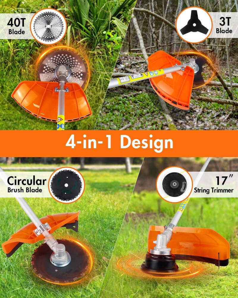 NEOTEC 31cc 17" Gas Weed Eater/Wacker 4-Cycle 4 in 1 String Trimmer/Edger