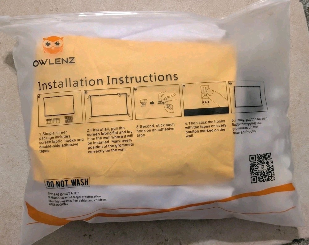 Owlenz Simple Projection Screen 120 Inch With Adhesive Strips