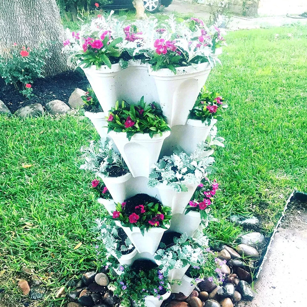 5-Tier Stackable Planters Vertical Planter Garden Flower Pot Planting Container