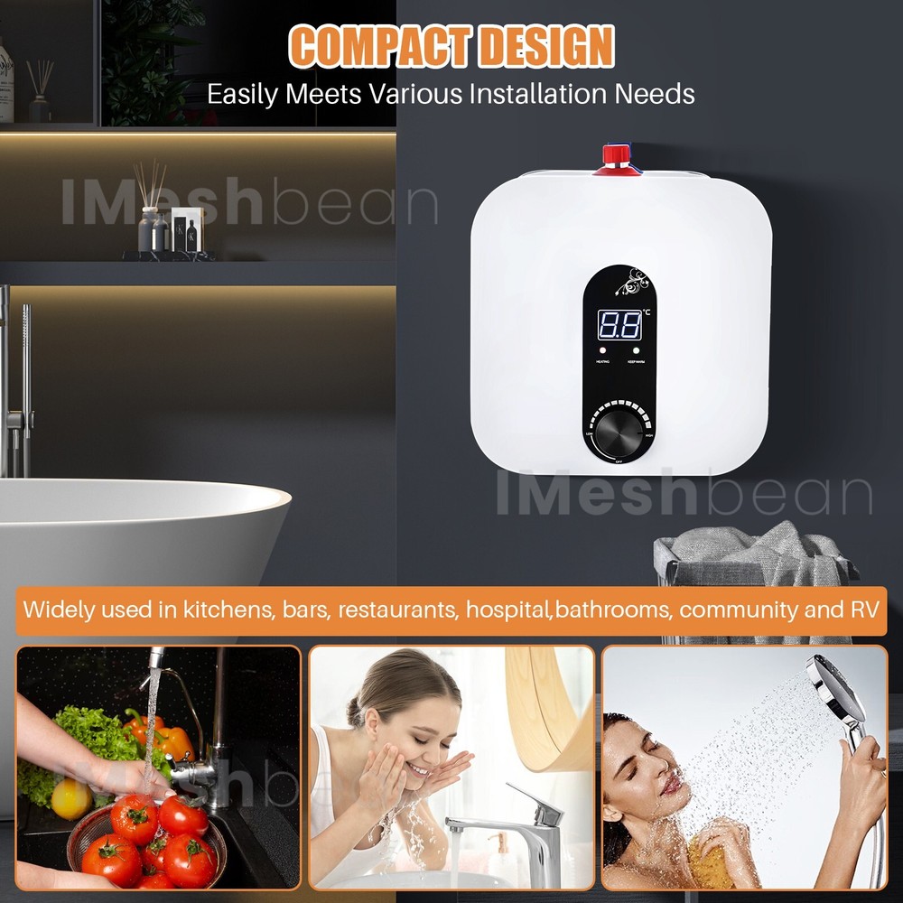 15L/4 Gall Instant Electric Hot Water Heater Shower Compact Mini-Tank Storage RV