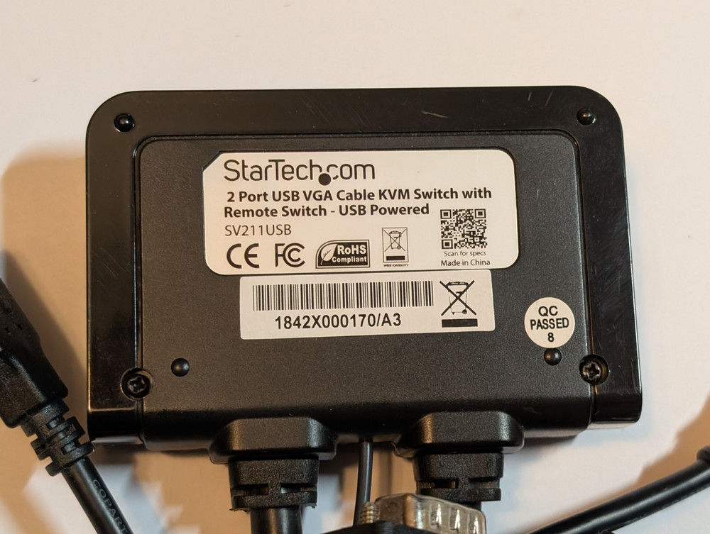 Startech SV211USB 2 Port USB VGA Cable KVM Switch Powered with Remote C-2