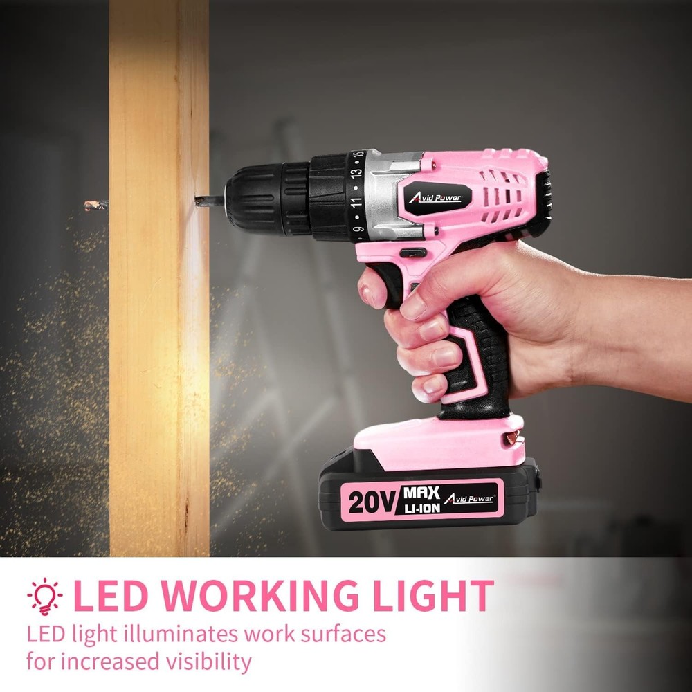 Beginner-Friendly 20V Cordless Drill with Variable Speed & 22 Accessories