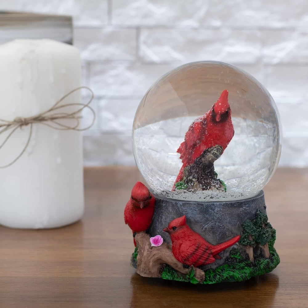 Spring Blossom Cardinal Musical Snow Globe