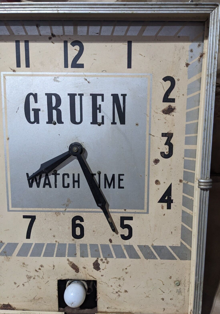 vintage GRUEN WATCH TIME advertising wall clock Untested