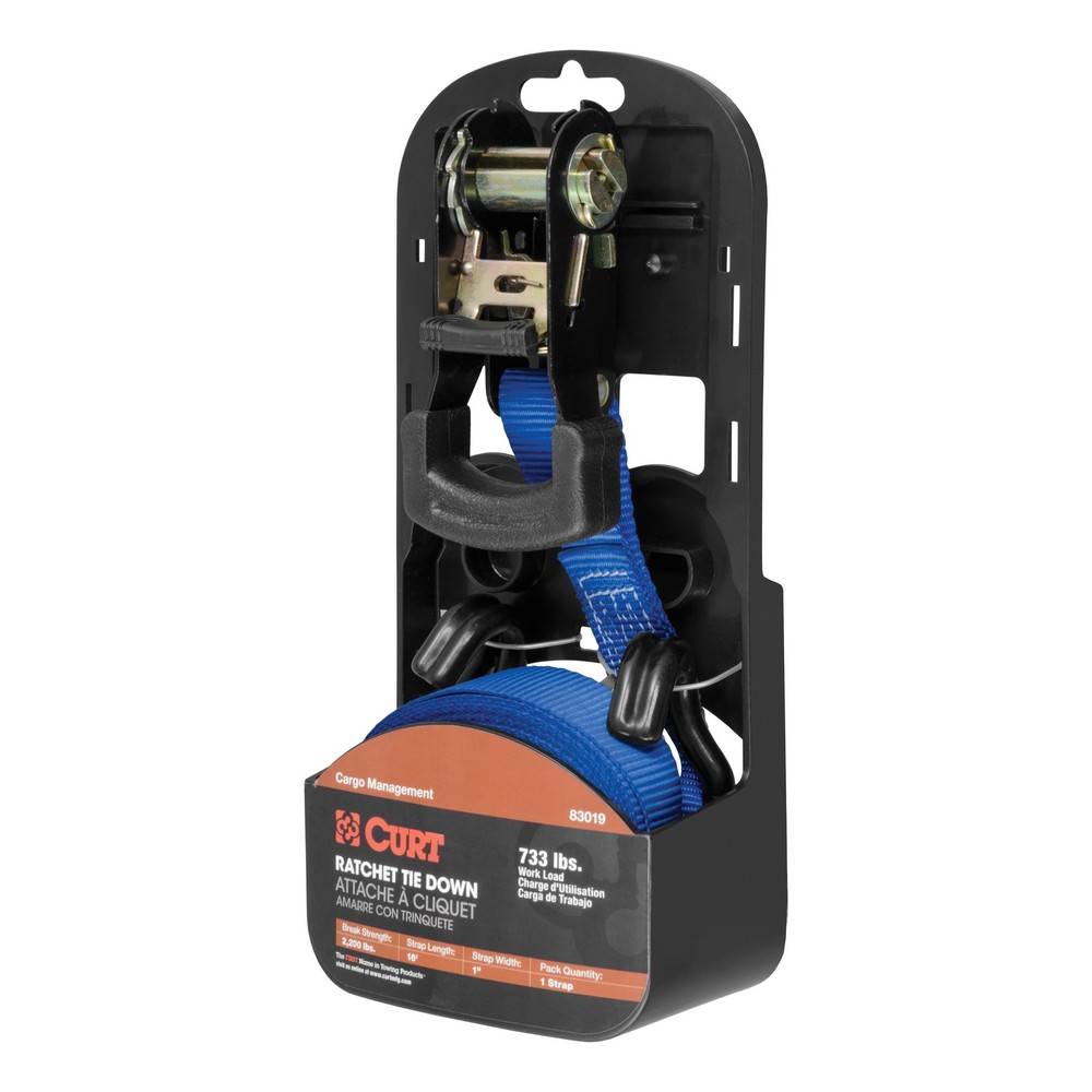 Curt-16' Blue Cargo Strap with J-Hooks (733 lbs.)