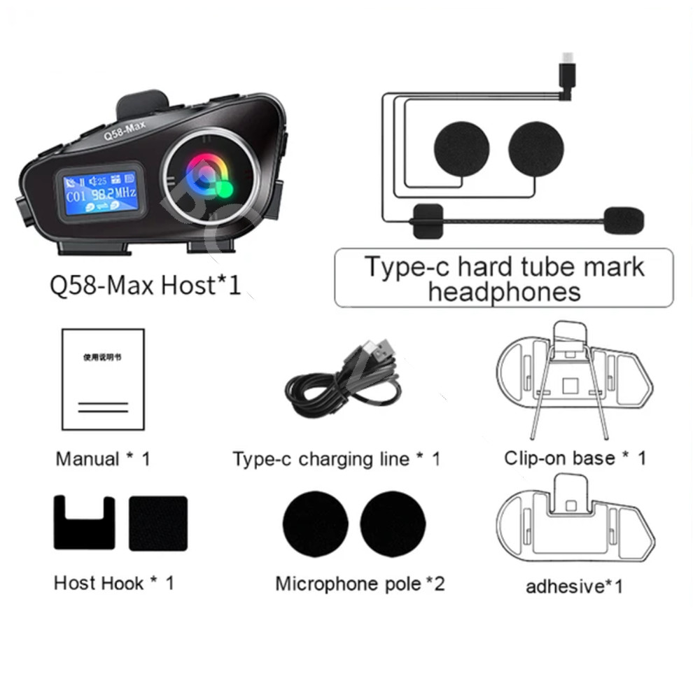 Motorcycle Intercom Helmet Bluetooth Headset Earphone Waterproof For Android/iOS