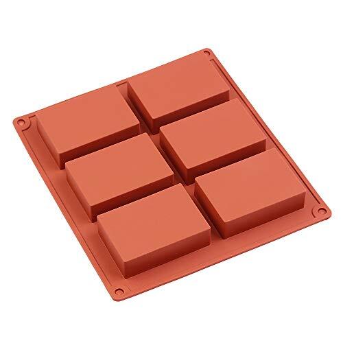 6 Cavities Silicone Soap Bar Mold Rectangular Soap Bar Maker, 3 Pack