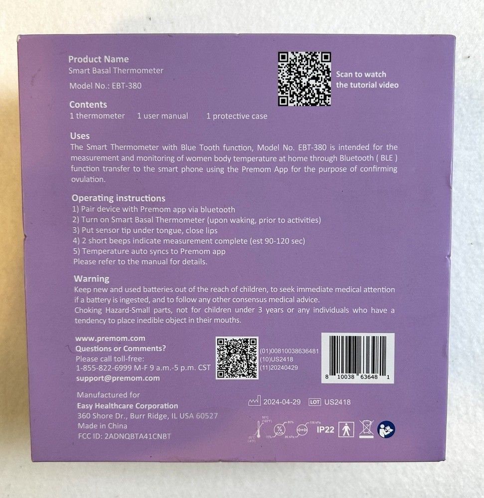 Smart Basal Thermometer, Period Tracker With Premom