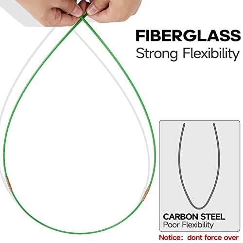 14FT Fiberglass Electrical Wire Pulling Rods with 8 Attachments Kit
