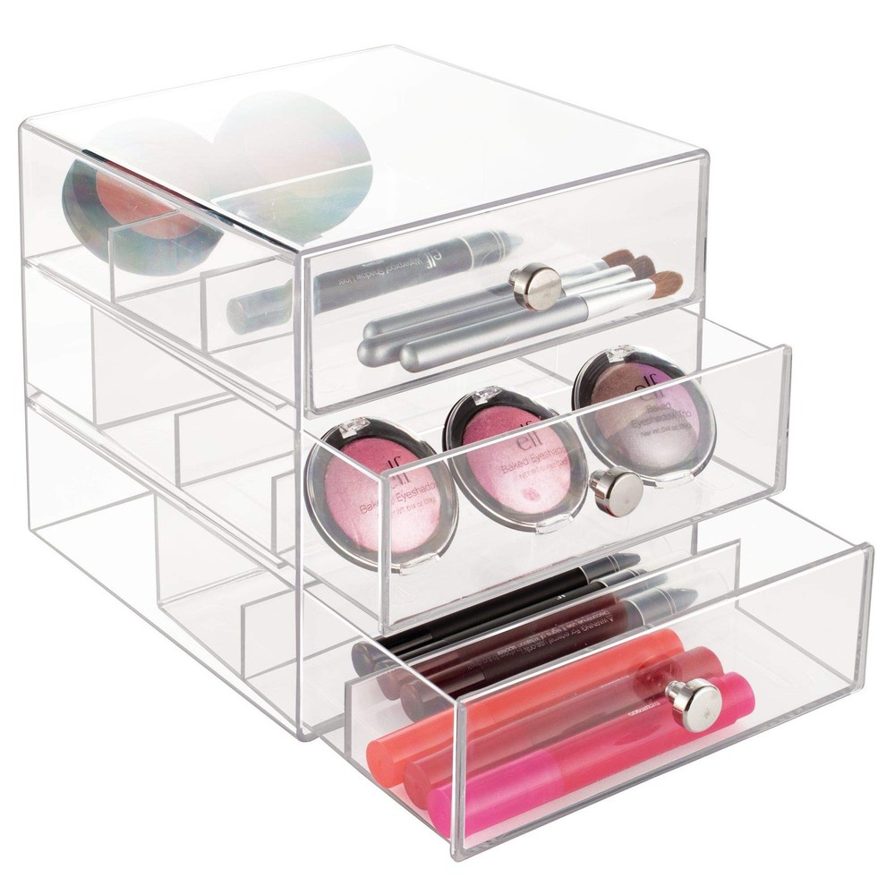 iDesign 3-Drawer Stackable Sunglasses Organizer, Clear Glasses Storage and