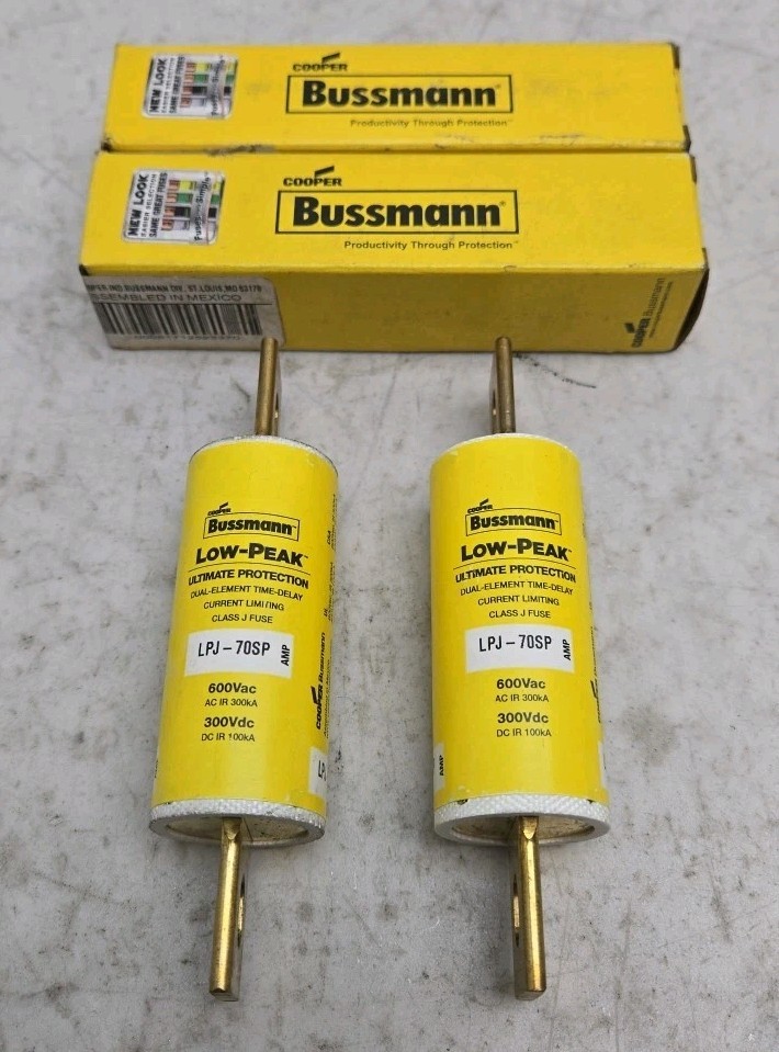 2 Pack Bussmann LPJ-70SP Dual-Element Time Delay Fuse 600 Volt 70 Amp New