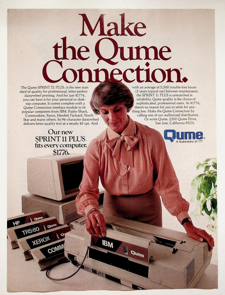 1983 Qume Sprint 11 Plus Computer Printer - Vintage Technology Ad