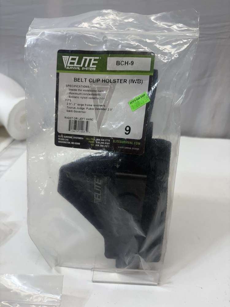 Elite Survival Systems BCH-9 Belt Clip Holster Black