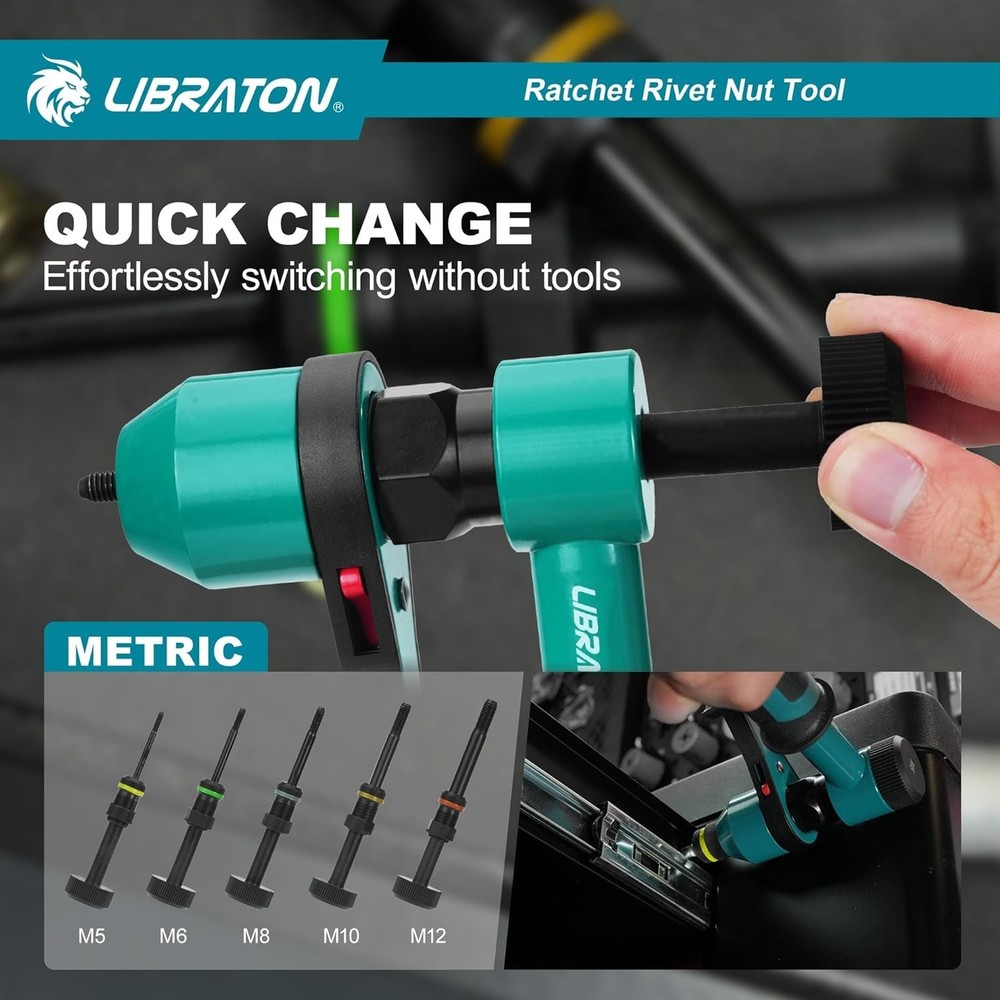 Rivet Nut Tool, Rivnut Tool, Professional Ratchet Nutsert Tool Kit, Nutsert Gun